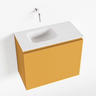 Mondiaz OLAN 60cm toiletmeubel ocher. LEX wastafel talc links geen kraangat