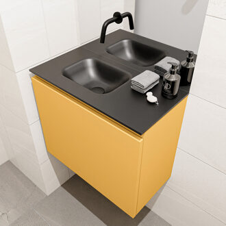 Mondiaz OLAN 60cm toiletmeubel ocher. LEX wastafel urban links geen kraangat