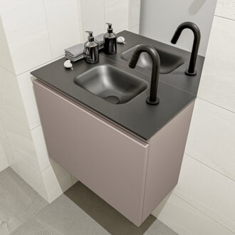 Mondiaz OLAN 60cm toiletmeubel smoke. LEX wastafel urban midden 1 kraangat