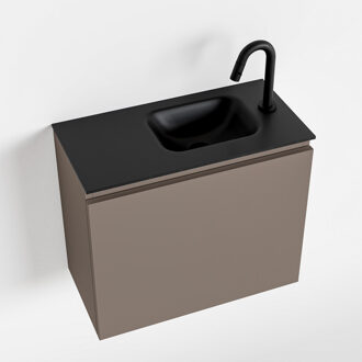 Mondiaz OLAN 60cm toiletmeubel smoke. LEX wastafel urban rechts 1 kraangat