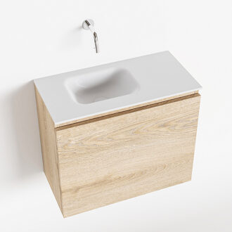 Mondiaz OLAN 60cm toiletmeubel washed_oak. LEX wastafel talc links geen kraangat