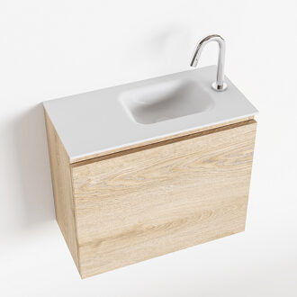 Mondiaz OLAN 60cm toiletmeubel washed_oak. LEX wastafel talc rechts 1 kraangat