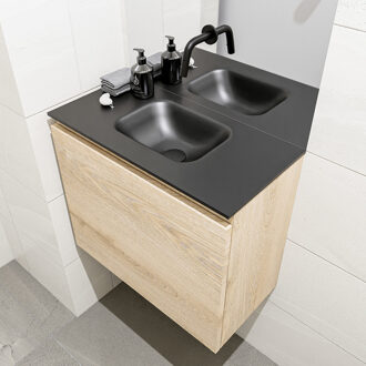 Mondiaz OLAN 60cm toiletmeubel washed_oak. LEX wastafel urban midden geen kraangat