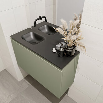 Mondiaz OLAN 80cm toiletmeubel army. LEX wastafel urban links geen kraangat