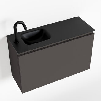 Mondiaz OLAN 80cm toiletmeubel dark grey. LEX wastafel urban links 1 kraangat