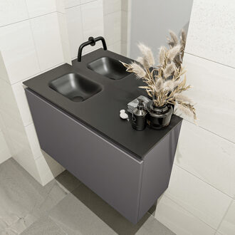 Mondiaz OLAN 80cm toiletmeubel dark grey. LEX wastafel urban links geen kraangat