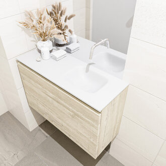 Mondiaz OLAN 80cm toiletmeubel light brown grey. LEX wastafel talc rechts geen kraangat