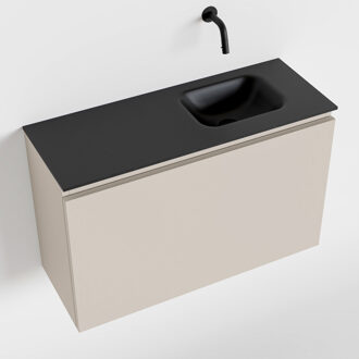 Mondiaz OLAN 80cm toiletmeubel linen. LEX wastafel urban rechts geen kraangat