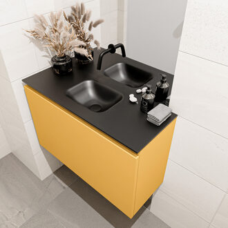 Mondiaz Olan 80cm toiletmeubel ocher met wastafel urban midden geen kraangat