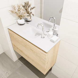 Mondiaz OLAN 80cm toiletmeubel washed_oak. LEX wastafel talc midden 1 kraangat