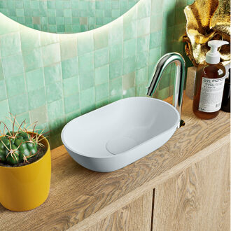 Mondiaz POOLE solid surface opzetkom kleur Clay | Clay. Afmeting 30x18x8cm