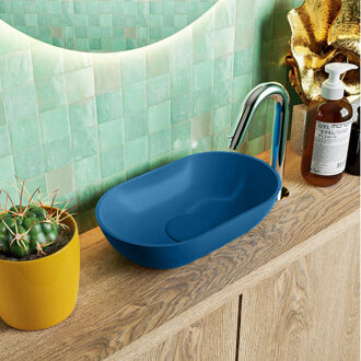 Mondiaz POOLE solid surface opzetkom kleur Jeans | Jeans. Afmeting 30x18x8cm