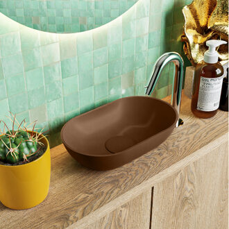 Mondiaz POOLE solid surface opzetkom kleur Rust | Rust. Afmeting 30x18x8cm