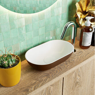 Mondiaz POOLE solid surface opzetkom kleur Rust | Talc. Afmeting 30x18x8cm