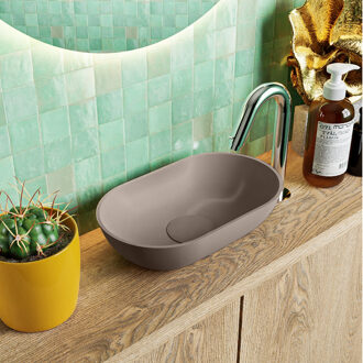 Mondiaz POOLE solid surface opzetkom kleur Smoke | Smoke. Afmeting 30x18x8cm