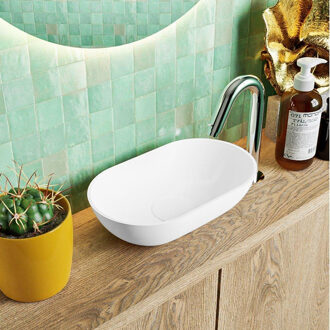 Mondiaz POOLE waskom - 30x18x8cm - ovaal - opbouw - Solid Surface talc M82001TalcTalc Talc mat