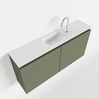 Mondiaz TURE 100cm toiletmeubel army. EDEN wastafel talc midden 1 kraangat