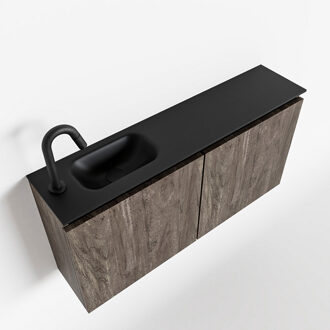 Mondiaz TURE 100cm toiletmeubel dark brown. EDEN wastafel urban links 1 kraangat