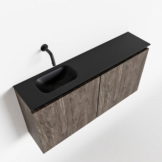 Mondiaz TURE 100cm toiletmeubel dark brown. EDEN wastafel urban links geen kraangat