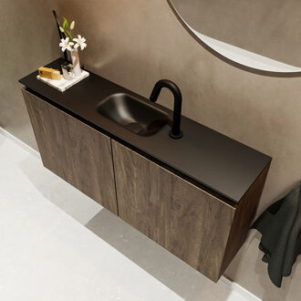 Mondiaz TURE 100cm toiletmeubel dark brown. EDEN wastafel urban midden 1 kraangat