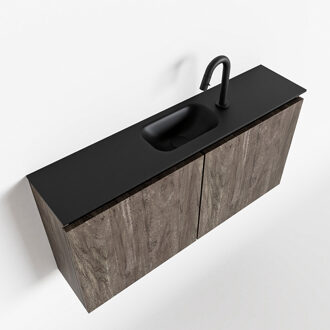 Mondiaz TURE 100cm toiletmeubel dark brown. EDEN wastafel urban midden 1 kraangat