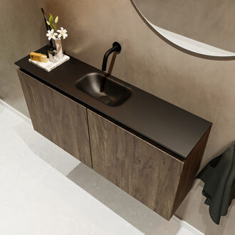 Mondiaz TURE 100cm toiletmeubel dark brown. EDEN wastafel urban midden geen kraangat