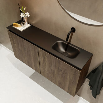 Mondiaz TURE 100cm toiletmeubel dark brown. EDEN wastafel urban rechts geen kraangat