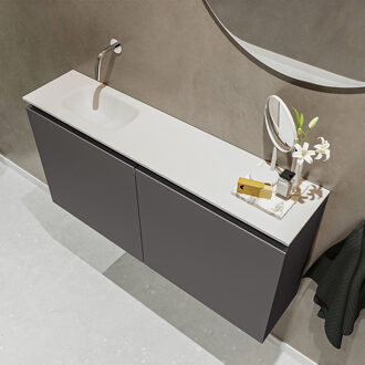 Mondiaz TURE 100cm toiletmeubel dark grey. EDEN wastafel talc links geen kraangat