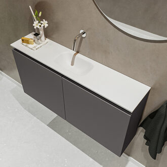 Mondiaz TURE 100cm toiletmeubel dark grey. EDEN wastafel talc midden geen kraangat