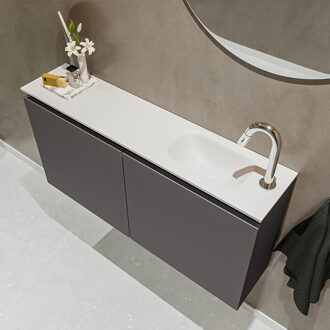 Mondiaz TURE 100cm toiletmeubel dark grey. EDEN wastafel talc rechts 1 kraangat