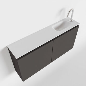 Mondiaz TURE 100cm toiletmeubel dark grey. EDEN wastafel talc rechts 1 kraangat