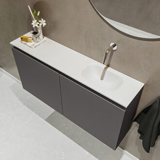 Mondiaz TURE 100cm toiletmeubel dark grey. EDEN wastafel talc rechts geen kraangat