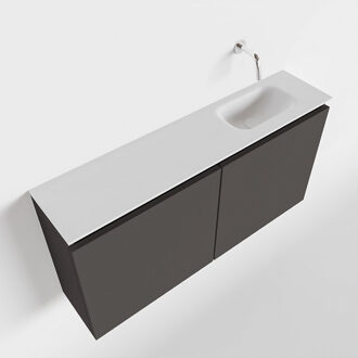 Mondiaz TURE 100cm toiletmeubel dark grey. EDEN wastafel talc rechts geen kraangat