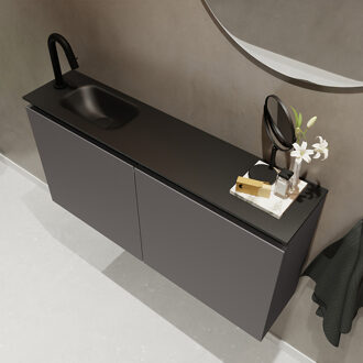 Mondiaz TURE 100cm toiletmeubel dark grey. EDEN wastafel urban links 1 kraangat