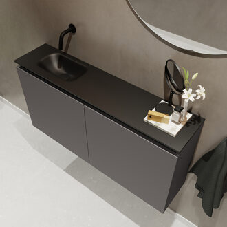 Mondiaz TURE 100cm toiletmeubel dark grey. EDEN wastafel urban links geen kraangat