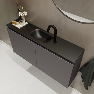 Mondiaz TURE 100cm toiletmeubel dark grey. EDEN wastafel urban midden 1 kraangat