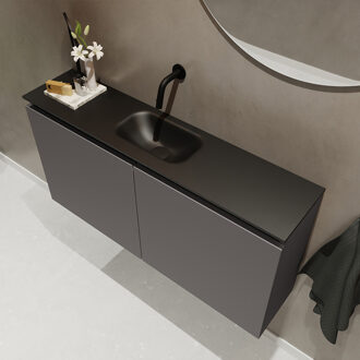 Mondiaz TURE 100cm toiletmeubel dark grey. EDEN wastafel urban midden geen kraangat