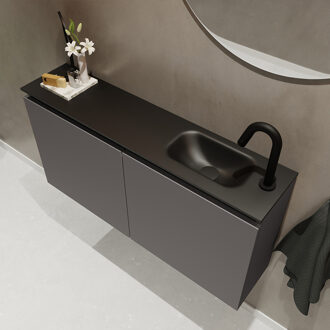 Mondiaz TURE 100cm toiletmeubel dark grey. EDEN wastafel urban rechts 1 kraangat