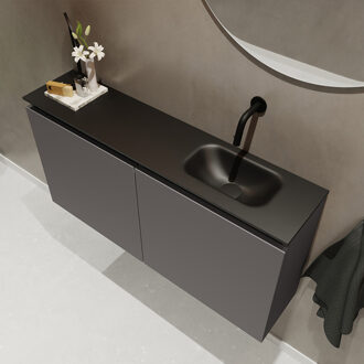 Mondiaz TURE 100cm toiletmeubel dark grey. EDEN wastafel urban rechts geen kraangat