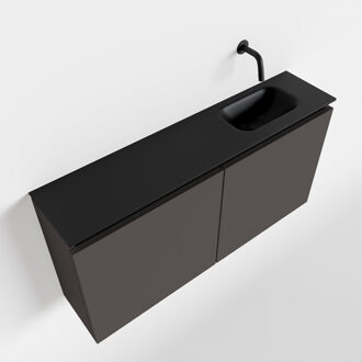 Mondiaz TURE 100cm toiletmeubel dark grey. EDEN wastafel urban rechts geen kraangat
