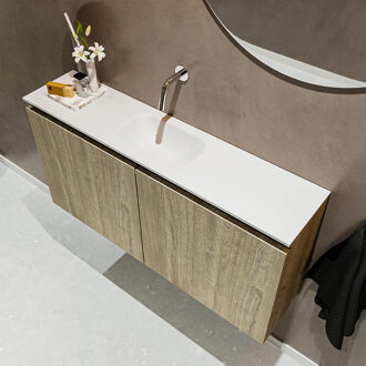 Mondiaz TURE 100cm toiletmeubel light brown grey. EDEN wastafel talc midden geen kraangat