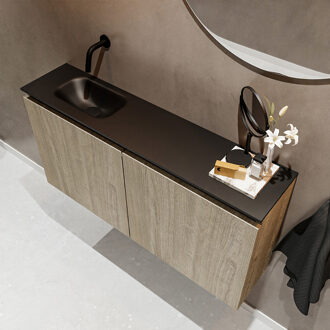 Mondiaz TURE 100cm toiletmeubel light brown grey. EDEN wastafel urban links geen kraangat