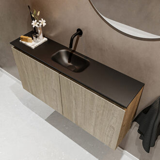 Mondiaz TURE 100cm toiletmeubel light brown grey. EDEN wastafel urban midden geen kraangat