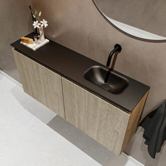 Mondiaz TURE 100cm toiletmeubel light brown grey. EDEN wastafel urban rechts geen kraangat