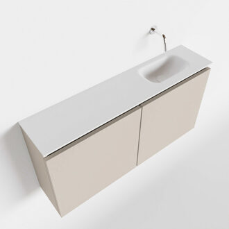 Mondiaz TURE 100cm toiletmeubel linen. EDEN wastafel talc rechts geen kraangat