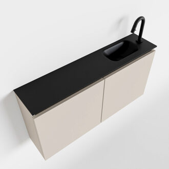 Mondiaz TURE 100cm toiletmeubel linen. EDEN wastafel urban rechts 1 kraangat