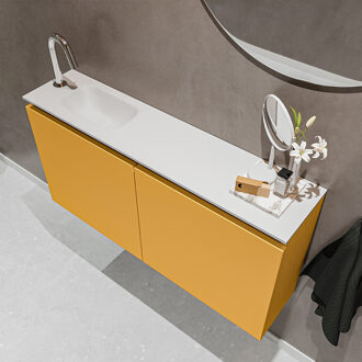 Mondiaz TURE 100cm toiletmeubel ocher. EDEN wastafel talc links 1 kraangat