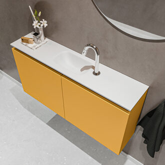 Mondiaz TURE 100cm toiletmeubel ocher. EDEN wastafel talc midden 1 kraangat