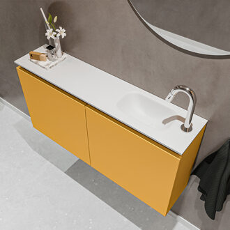 Mondiaz TURE 100cm toiletmeubel ocher. EDEN wastafel talc rechts 1 kraangat