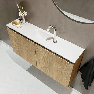 Mondiaz TURE 100cm toiletmeubel washed oak. EDEN wastafel talc midden 1 kraangat